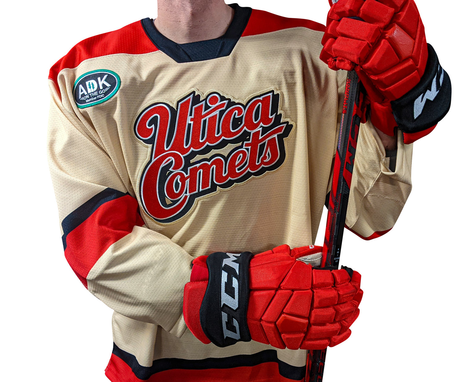 INSPIRATION — The Utica Comets’ jersey for the upcoming Roaring 20s Night draws inspiration from Utica Club, the popular beer. The team is set to wear the jerseys on Saturday, April 16, against the Belleville Senators.