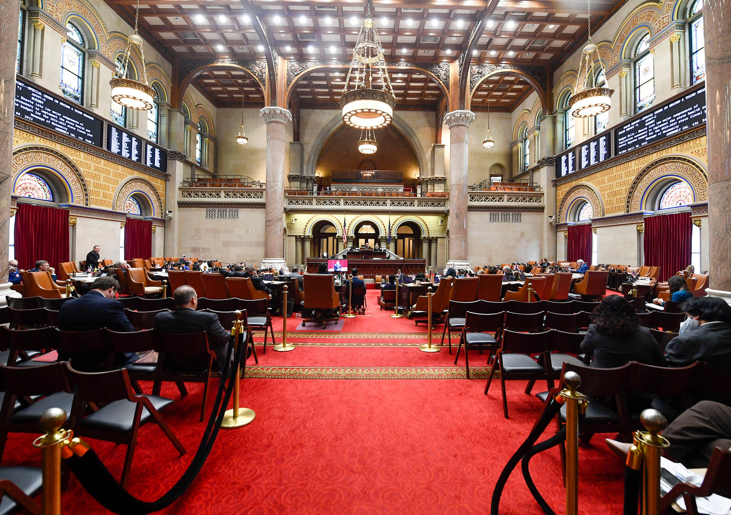 The Assembly Chamber is pictured during a legislative session at the state Capitol on Friday in Albany.