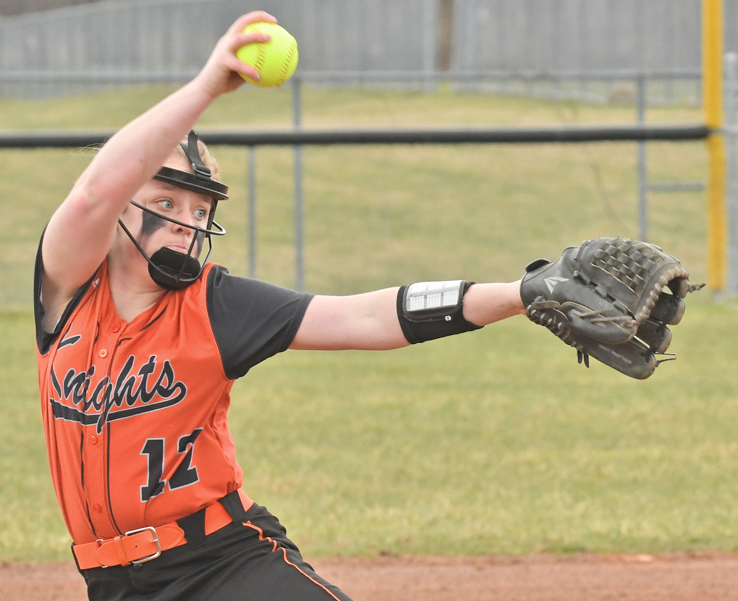 LET IT RIP — Rome Free Academy senior pitcher Laina Beers delivers a pitch in the first inning Saturday at Kost Field against Central Square. She threw a six-inning complete game and earned an 8-0 win. She struck out eight and allowed a hit and two walks.