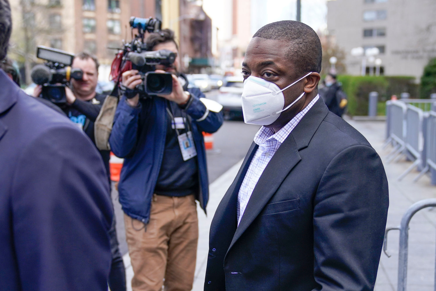 New York Lt. Gov. Brian Benjamin leaves the courthouse in New York, Tuesday, April 12, 2022. Benjamin has been arrested in a federal corruption investigation. Authorities said the Democrat was arrested Tuesday on charges including bribery and falsification of records. (AP Photo/Seth Wenig)