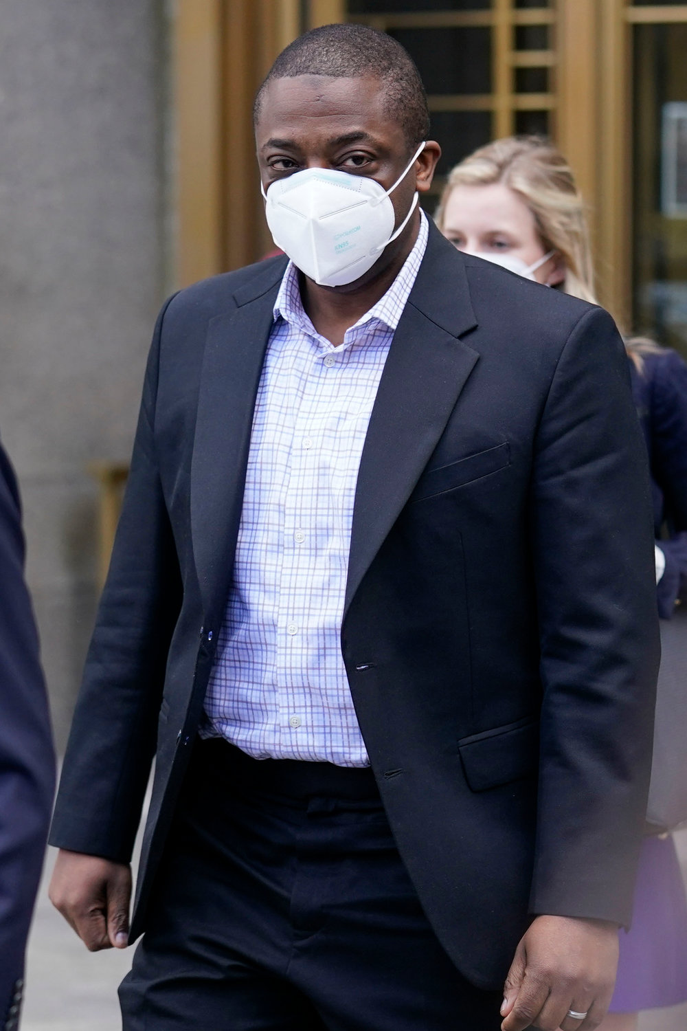 New York Lt. Gov. Brian Benjamin leaves the courthouse in New York, Tuesday, April 12, 2022. Benjamin has been arrested in a federal corruption investigation. Authorities said the Democrat was arrested Tuesday on charges including bribery and falsification of records. (AP Photo/Seth Wenig)