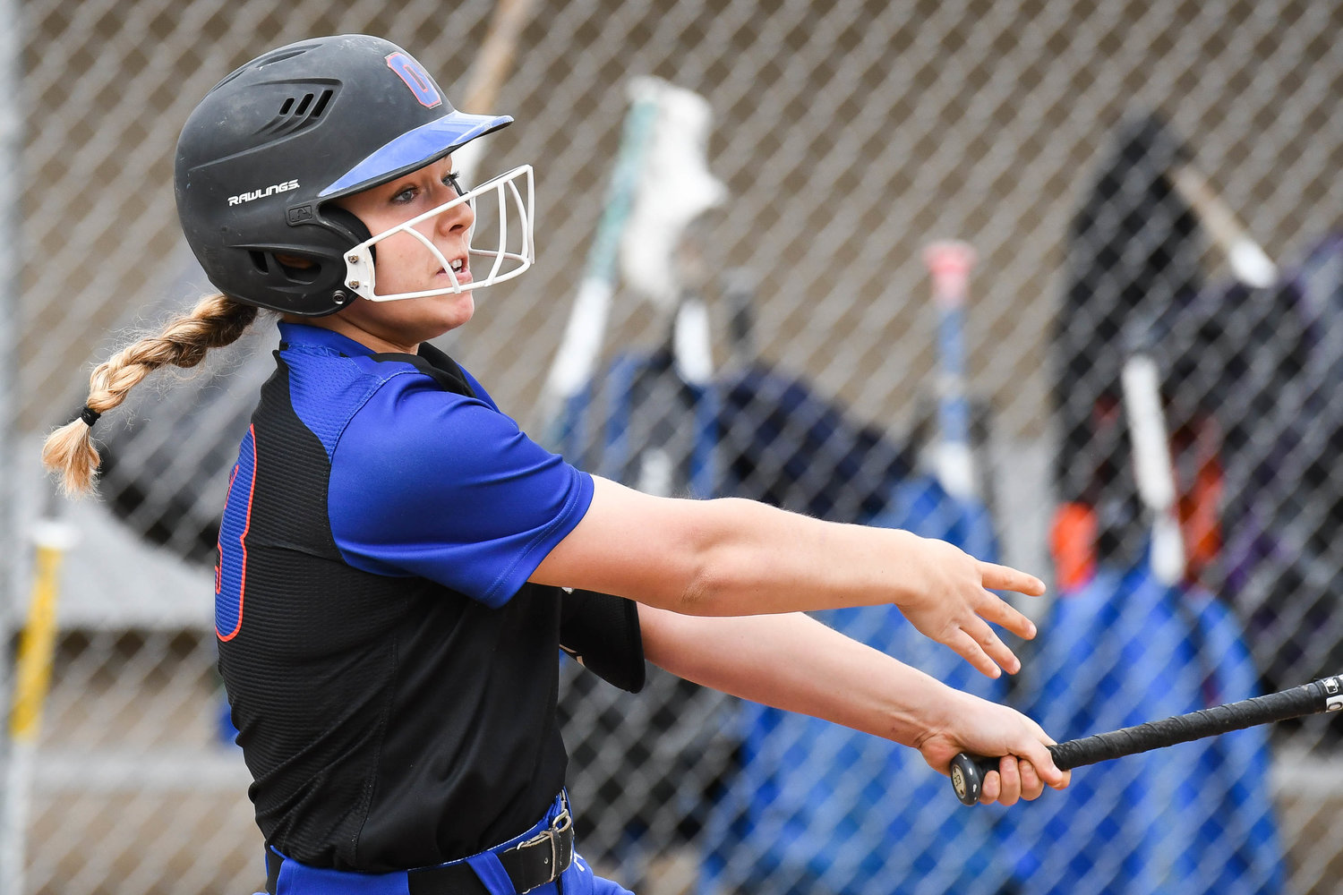 PUTTING A CHARGE INTO ONE — Oneida’s Olivia Friend drives the ball for a double during the game against Notre Dame on Wednesday in the team’s 5-1 win. She homered in the team’s 5-3 win at home against Cicero-North Syracuse Thursday.