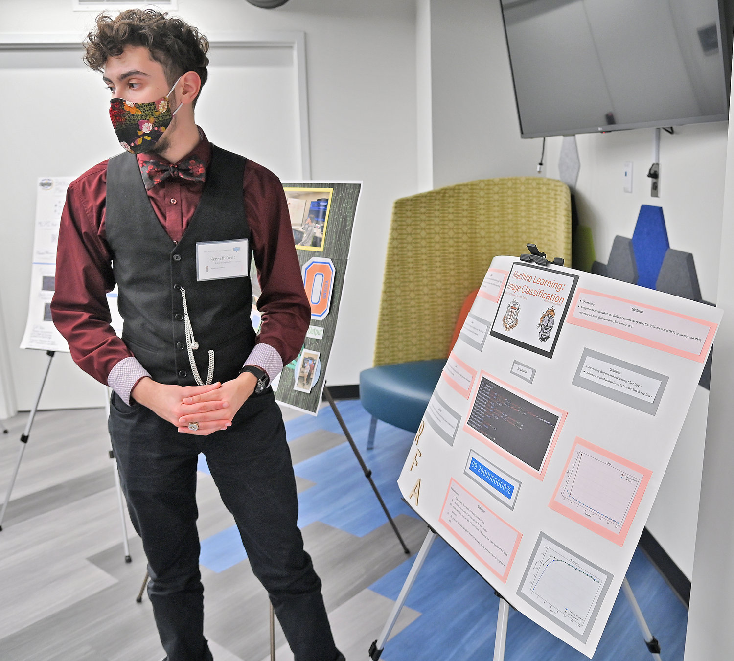 RFA juniors Kenneth W. Davis talks about their poster and the project they worked on this past week at the STEM event at Innovare. Colyn T Seeley was his working partner on the project also and junior at RFA
