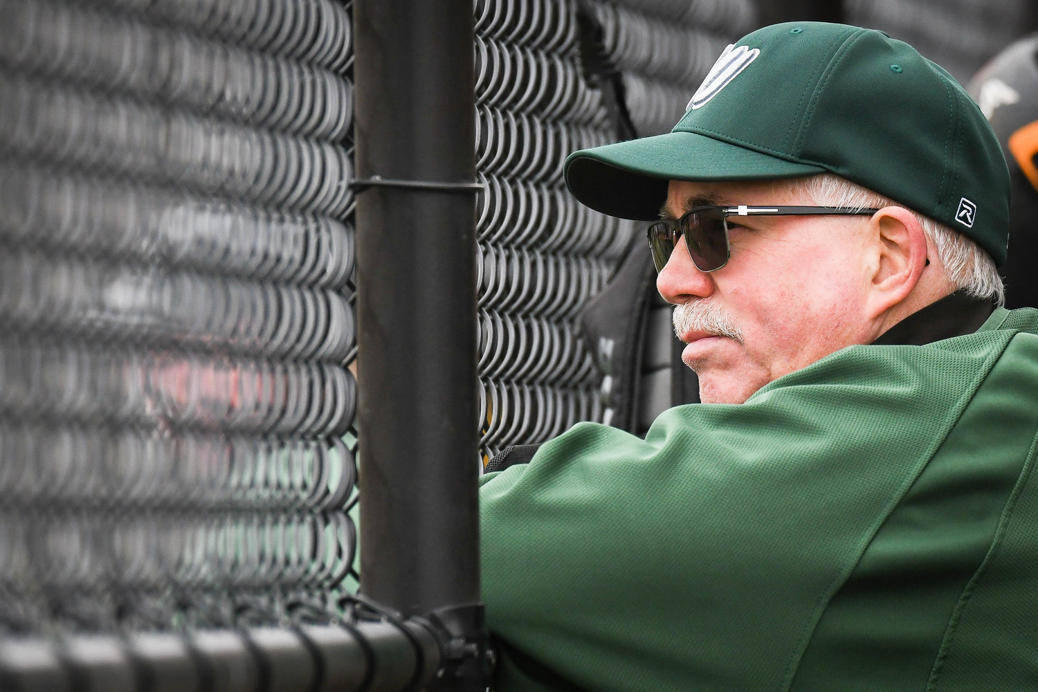 Westmoreland assistant coach Gerry Schaller looks on the field from the dugout during the game against Adirondack on Monday.