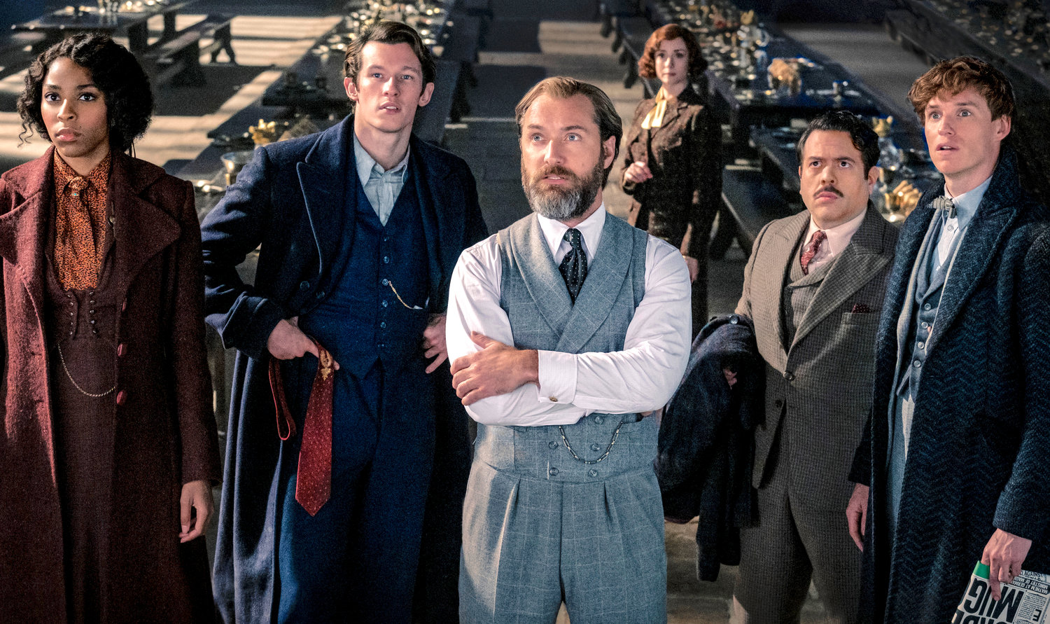 Don’t waste your time — From left, Jessica Williams, Callum Turner, Jude Law, Fionna Glascott, Dan Fogler and Eddie Redmayne in a scene from “Fantastic Beasts: The Secrets of Dumbledore.” “Do not go see it. Do not waste your time, money or effort, even if you consider yourself the biggest Harry Potter fan on the planet.”