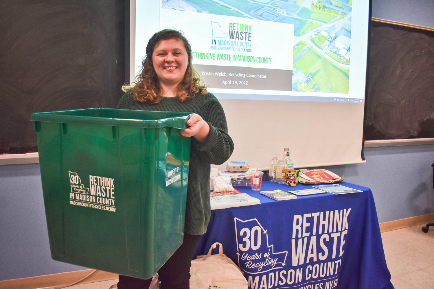 RETHINK WASTE — Madison County Recycling Coordinator Kristin Welch educates the public about the best recycling practices and the county’s waste management and recycling systems.
