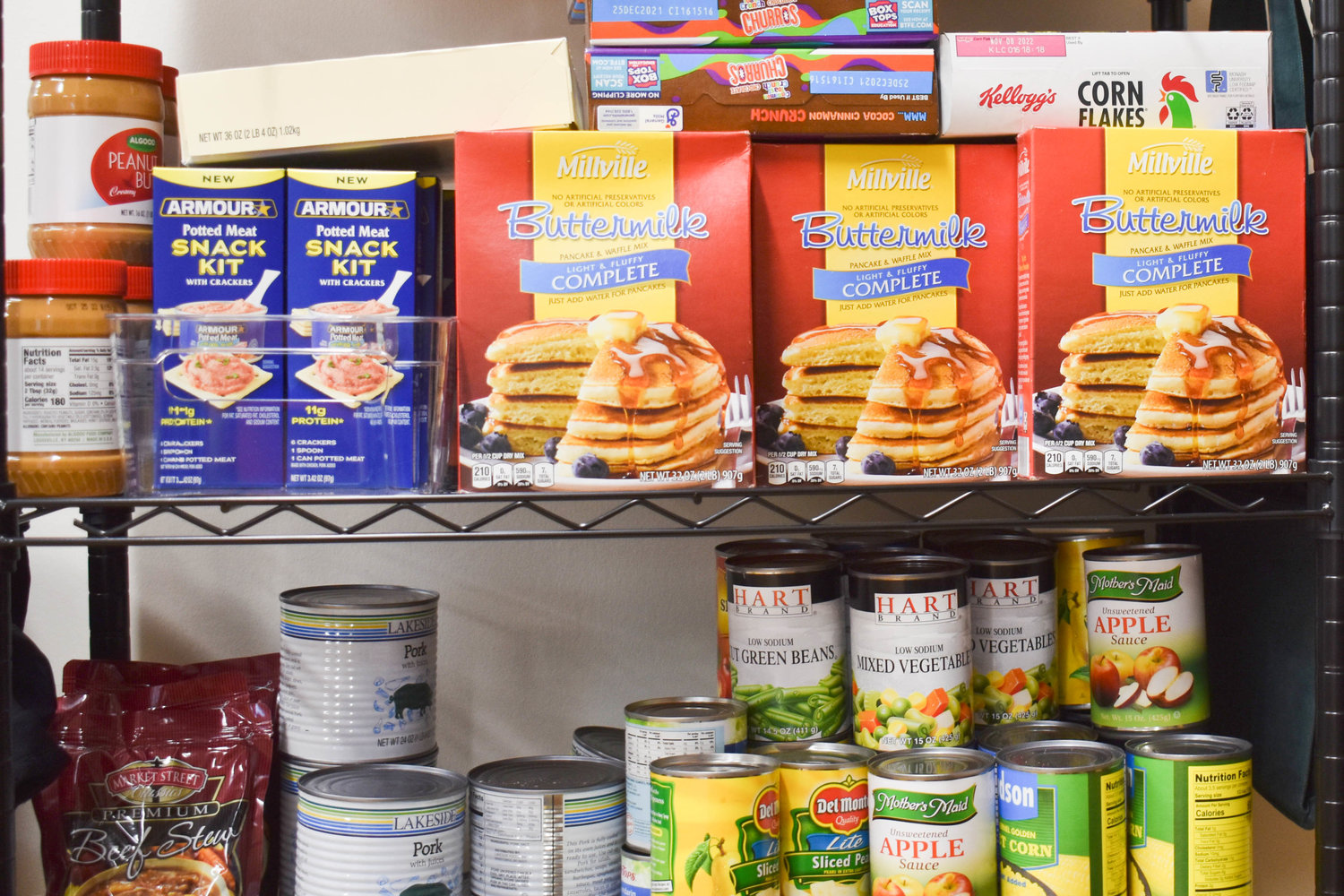 HELPING THE HUNGRY — A portion of the food pantry at the CCS Hub is shown.  The pantry helps students and families in the district who face food insecurity.