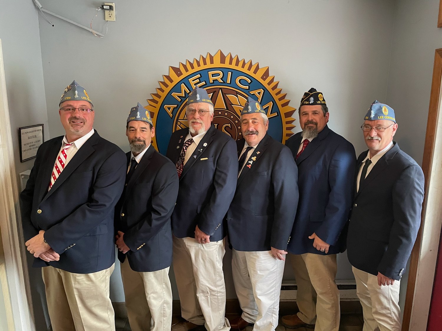 The Sons of the American Legion at Lee American Legion Post 1794 has installed its officers for the coming year. From left: Bob Washburn, commander; Darrin Martin, second vice commander; Shane Haley, finance Officer; Ron Crill, sergeant-at-arms; Norris Whitmore, adjutant; and Dale Schultz, historian. The Lee Legion Post is located at 9025 Veterans Memorial Parkway on Lee Center.