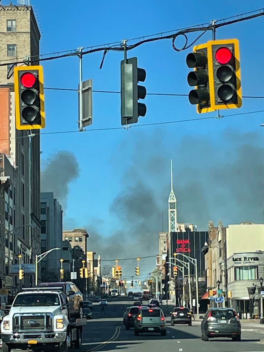 Thick and acrid black smoke was blown across the City of Utica and the surrounding area Tuesday morning due to a house fire on Park Avenue shortly before 8 a.m. Multiple residents and agencies reported the smoky conditions and smell.