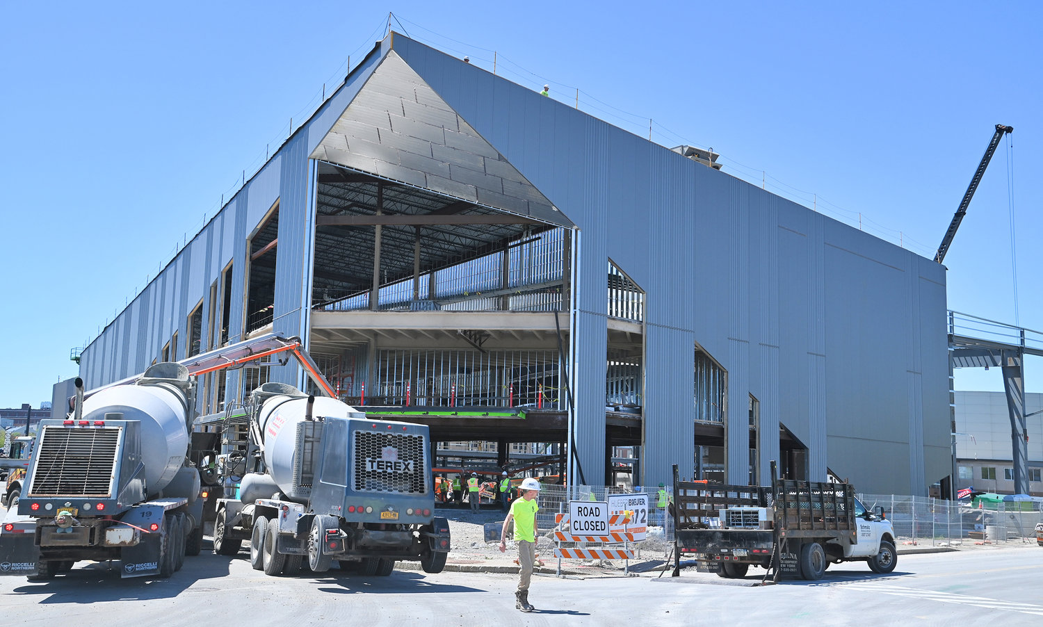 In this May 11 photo, progress is seen on Nexus Center construction from the Whitesboro Street side.
