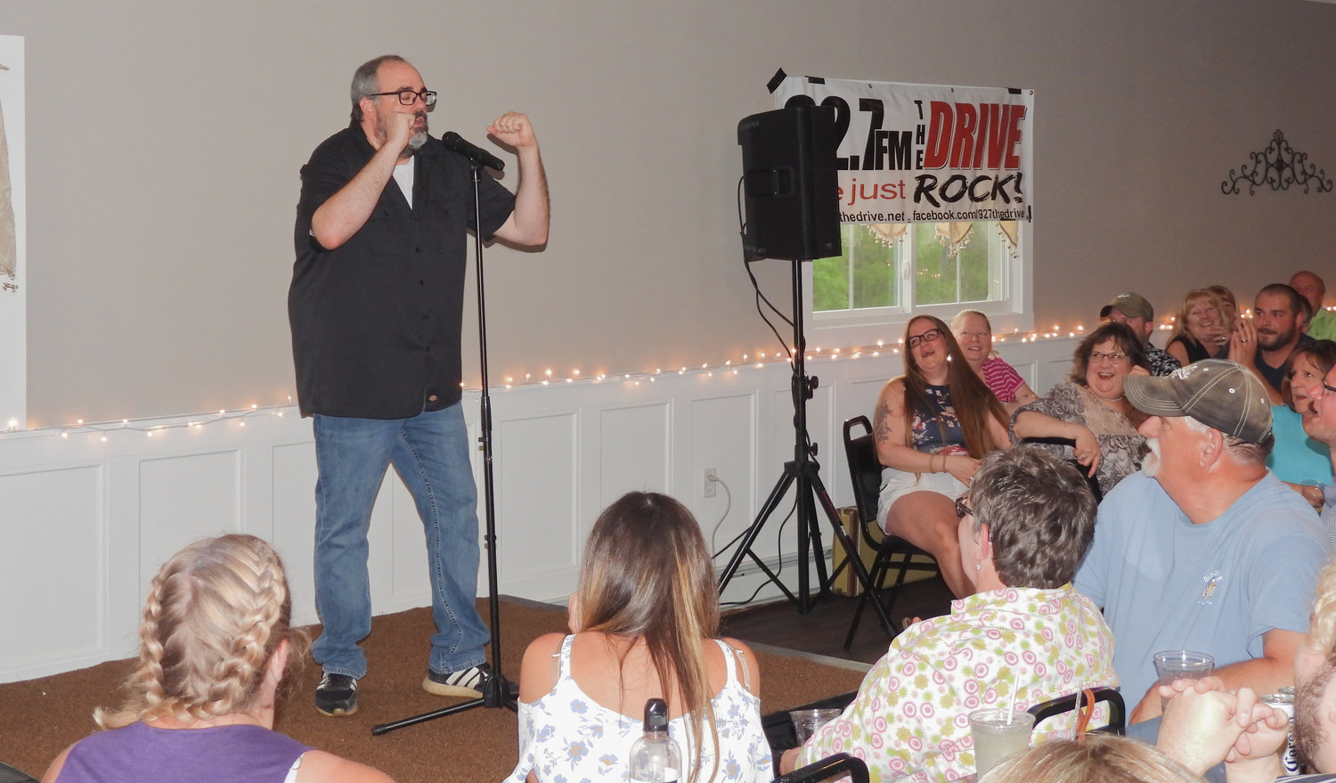 Josh Arnold performs at Cacciatore's Banquet Hall in Ilion as part of the Friends of The Bob and Tom Show Comedy Tour, getting raucous laughter out of show-goers during one particular bit.