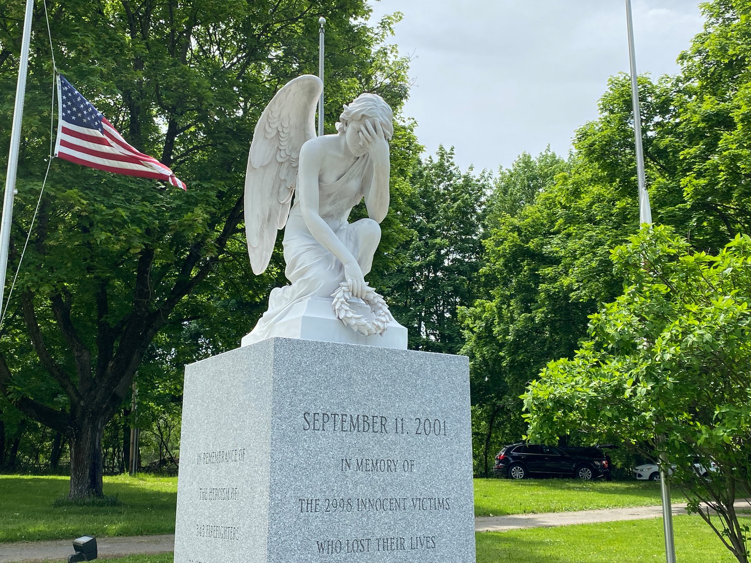 The 9/11 memorial located at the intersection of Memorial Parkway and Sherman Drive in Utica.
