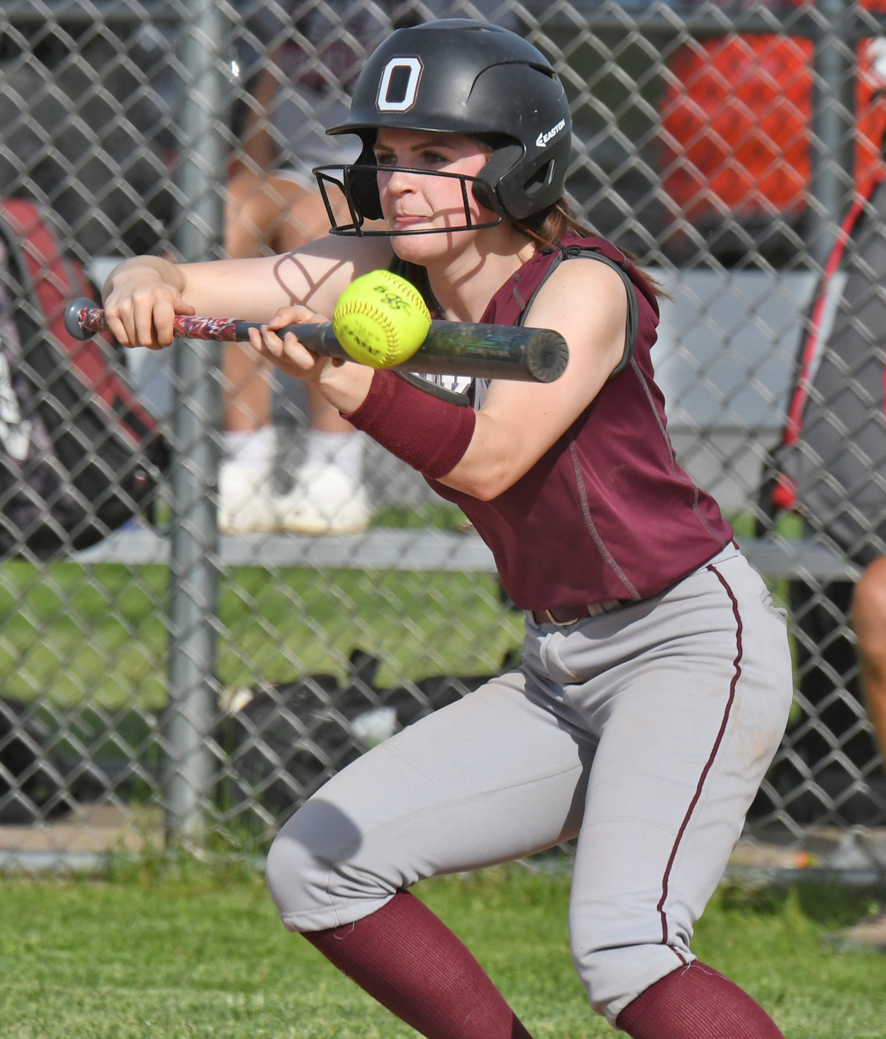 Oriskany's Brooke Matys bunts against Sackets Harbor in a 7-4 win to advance to the Section III Class D semifinals. Matys scored a run to help the team to the win.
