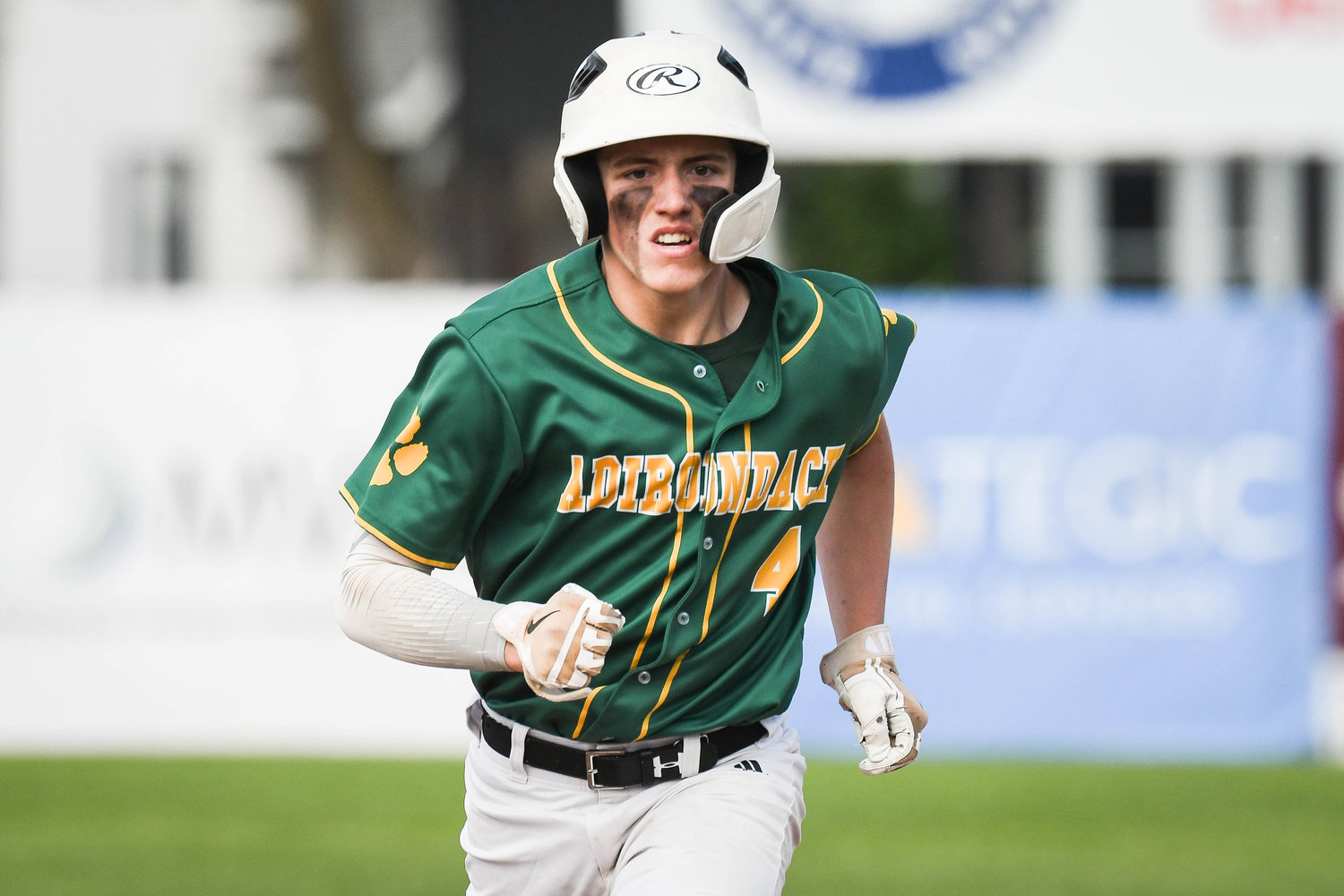 Adirondack baserunner Bailey Gleasman races to third base during the Section III Class C semifinal against Bishop Ludden on Saturday at Donovan Stadium at Murnane Field in Utica. He was 2-for-3 with a double and stolen base in the Wildcats' 6-1 win.