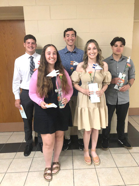 Also receiving scholarships at the recent Rome Dollars for Scholars event were, from left, front row: Alana Iacovissi, and Quinn Salce; back row:  Back Tanner Brawdy, Dominick Cangialosi, Christopher Cobb. (Photo submitted)