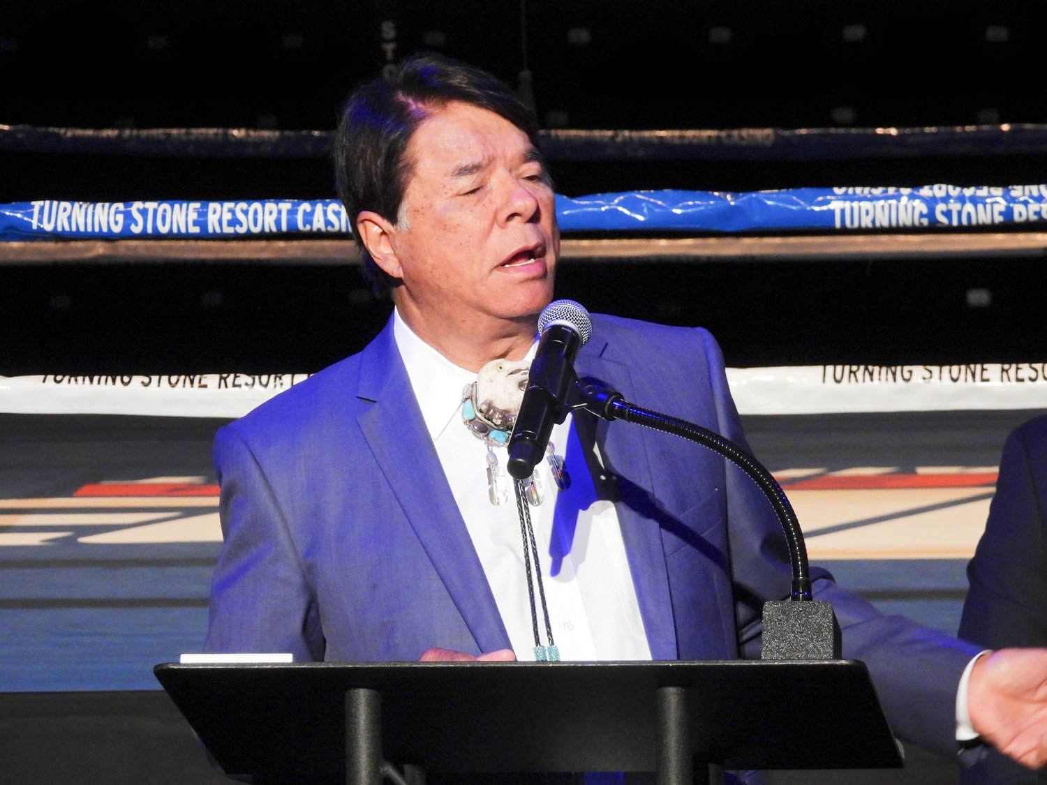 Oneida Nation Representative and Nation Enterprises CEO Ray Halbritter speaks at a press conference on Thursday at the Turning Stone, kicking off the Boxing Hall of Fame Induction Weekend