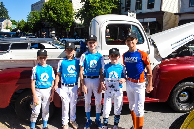 BEST OF BOONVILLE — The Boonville community turned out last weekend to support a host of community organizations and efforts during the Best of Boonville celebration.  Enjoying the event, and raising money for the local youth baseball organization were, from left, Julian Pitts, Cooper Spann, Liam Pitts, Pearce Weiler, and Logan Peters.