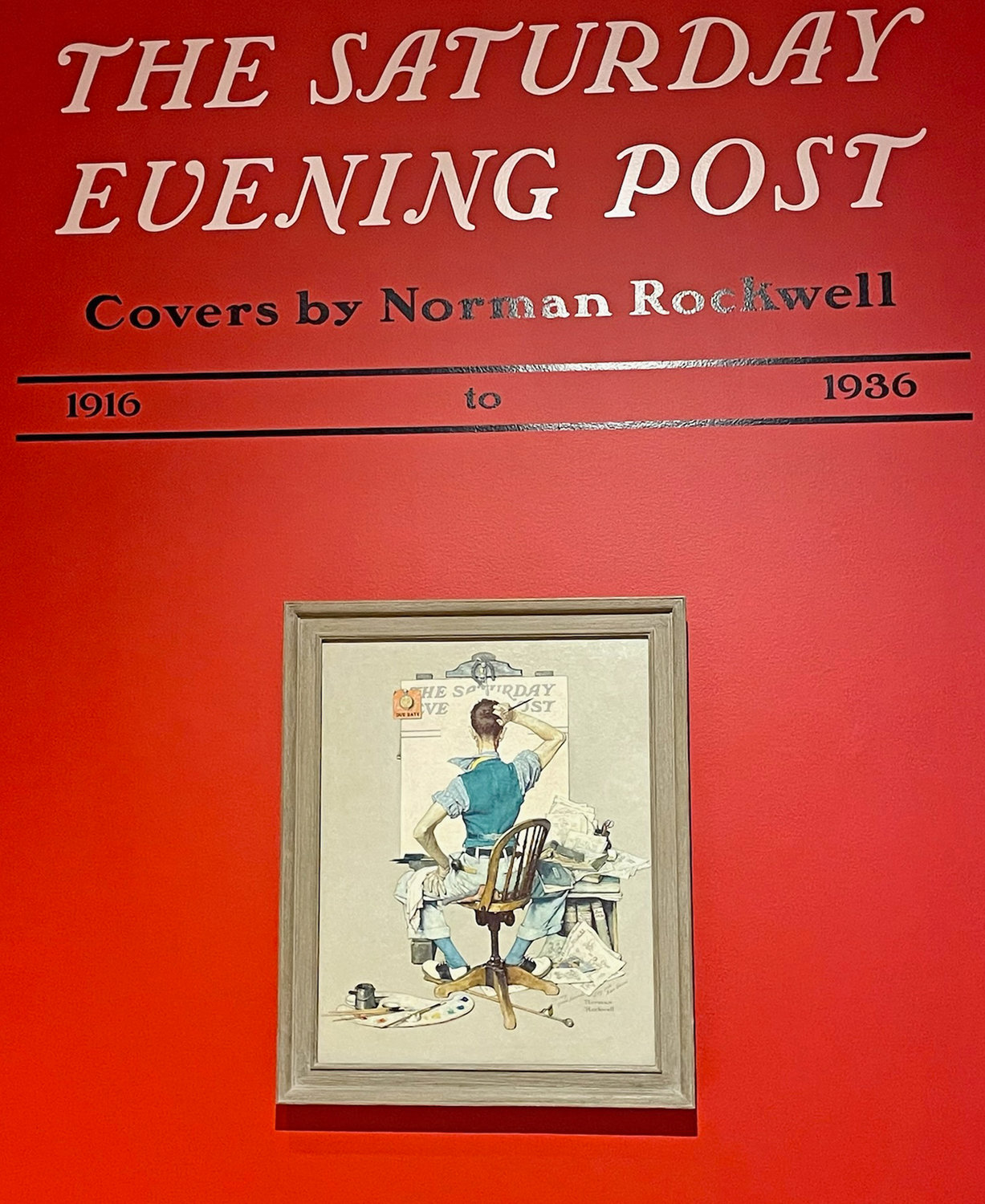 One of the famous self-illustrations painted by Norman Rockwell is the main focal point inside one of the exhibition rooms at Munson-Williams-Proctor Arts Institute in Utica.