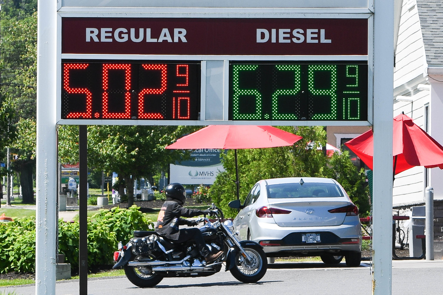 Gas surpasses $5 per gallon at the Stewart’s Shops on Culver Avenue in Utica on Tuesday.