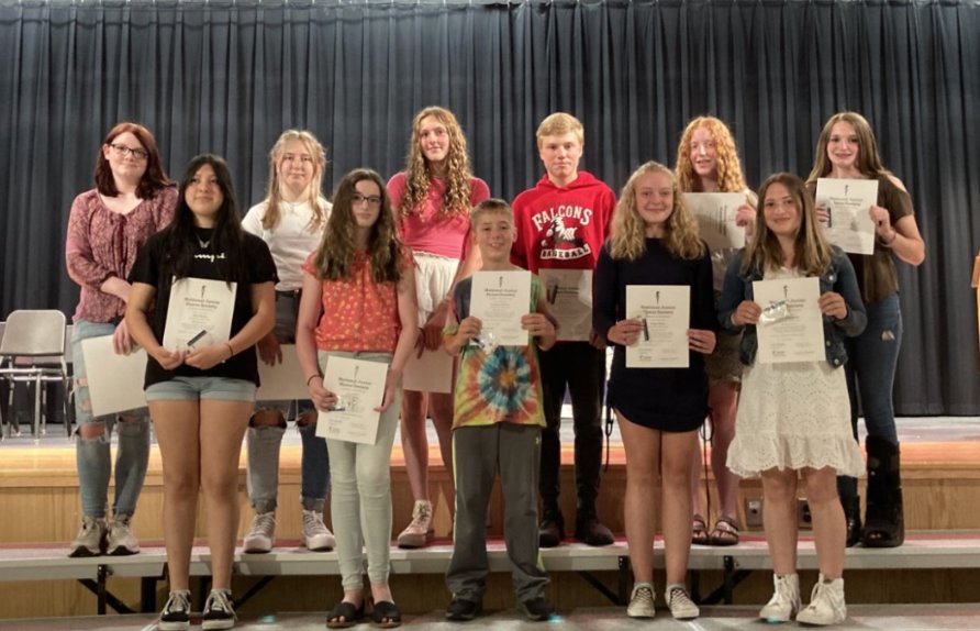 The Morgan Lewis Chapter of the National Junior Honor Society held its annual induction ceremony at South Lewis Middle School on Wednesday, June 8. Inductees included, from left, front row: Ana Garcia, Lili Cihocki, Dawson Millard, Paige Hawk, and Jenna Bourgeois; back row:  Madisyn McConnell, Abby Sweredowski, Chloe Kraeger, Calvin Reid, Rachel Dolan, and Shelby Becraft.
