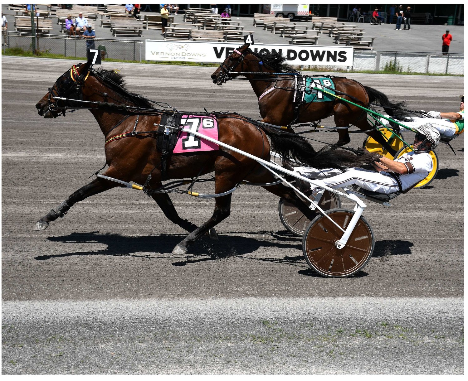 A Girl That Twirls (Brian Sears) earned a New York Sire Stakes win on Friday at Vernon Downs. (Photo by Fotowon)