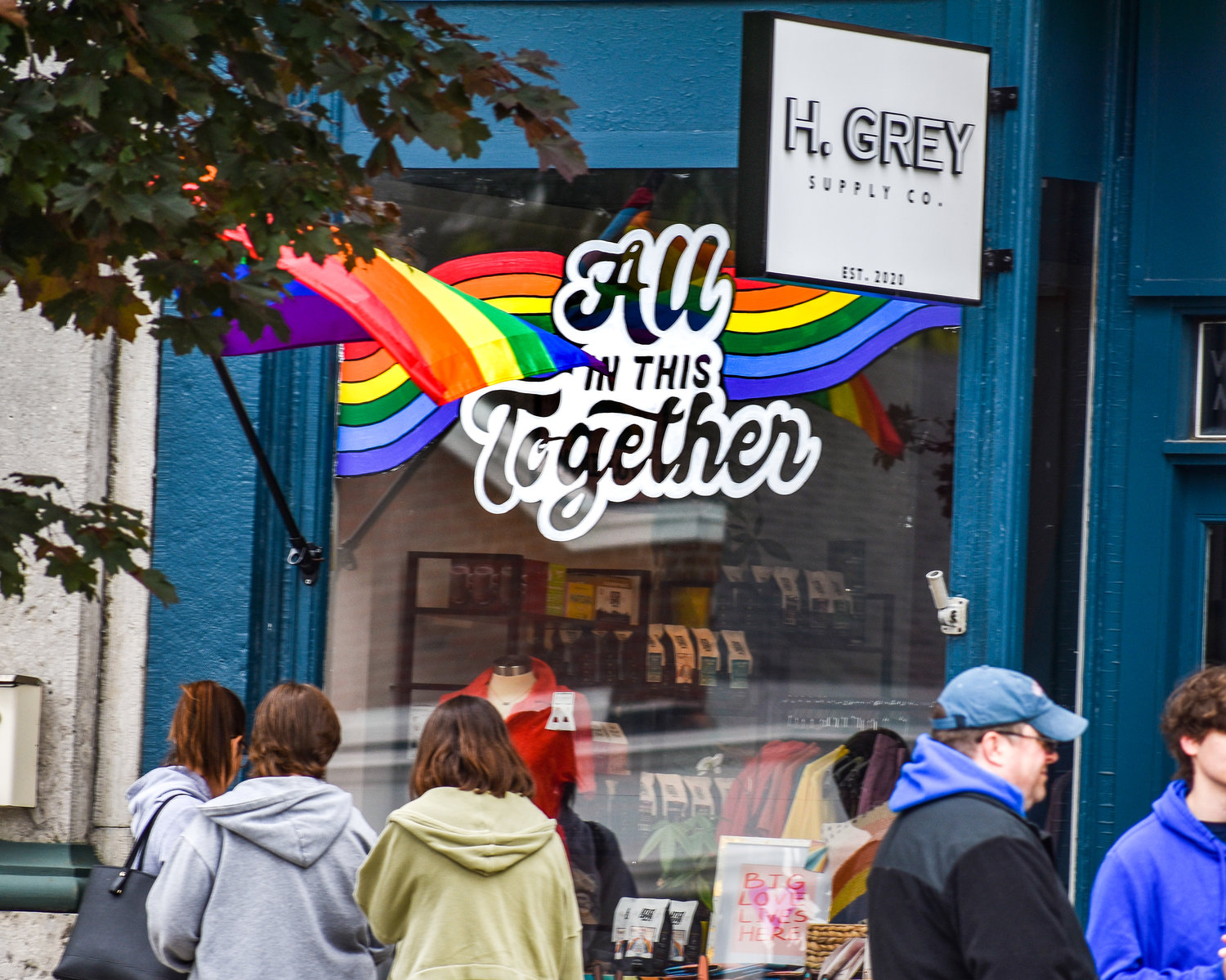 The window of H. Grey Supply Co. on Albany Street is bringing the pride spirit. Shop owner Travis Barr has led the effort to bring more LGBTQ+ representation to the community.