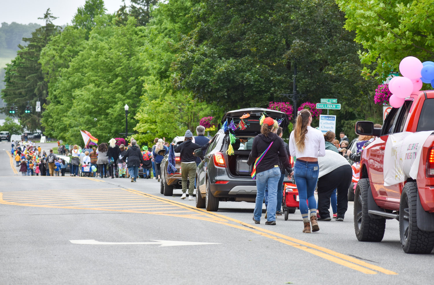 A parade of allies and members of the LGBTQ community marched along Albany Street in Cazenovia on Saturday.