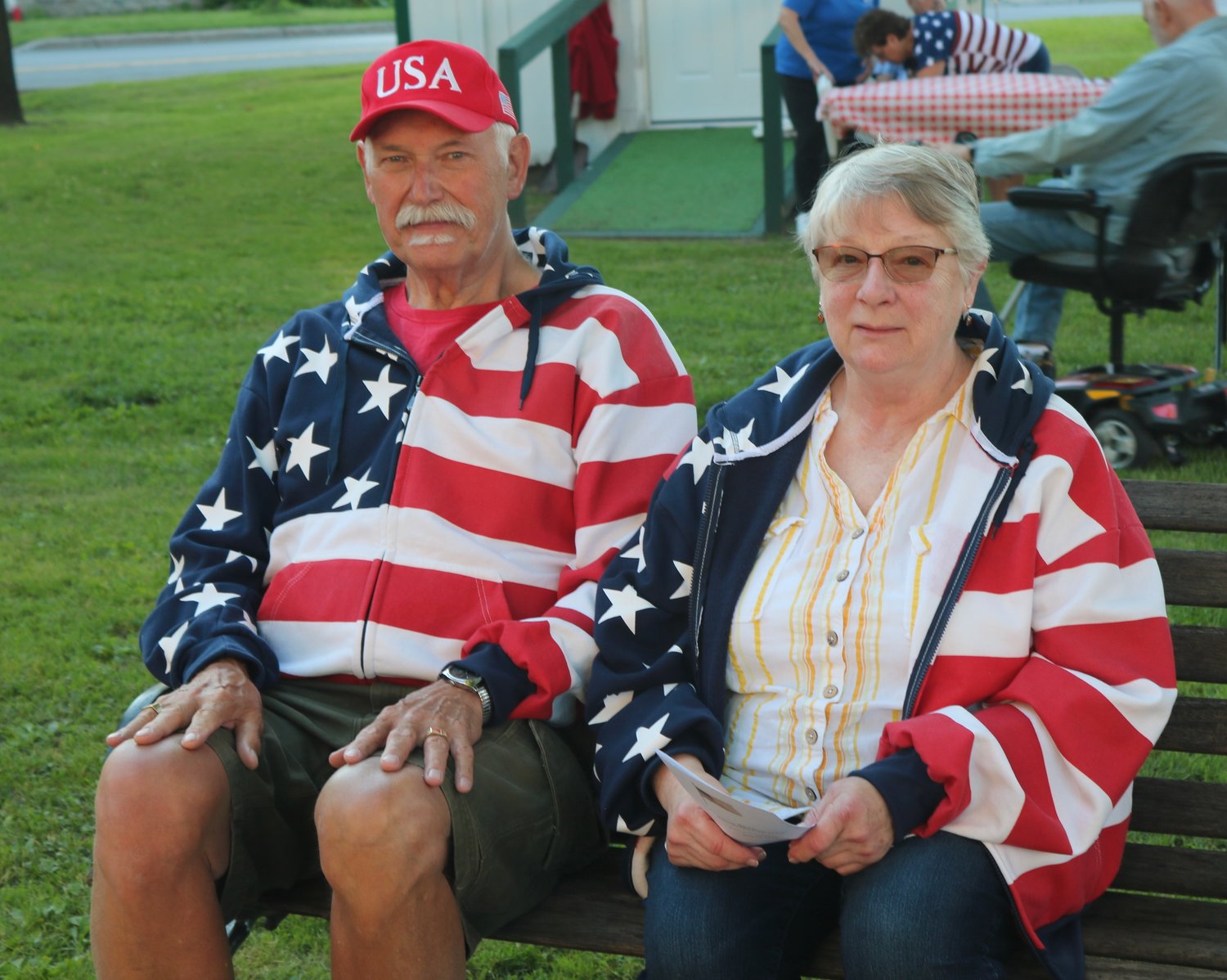 John and Sue Hennessey of Boonville were dressed in patriotic attire for the Elks’ Flag Day ceremony. John is a nephew of Harland J. Hennessey. Harland, who died on Nov. 1, 1942 at age 24. was the first serviceman from our area to die for our country in World War II. The Harland J. Hennessey VFW Post, named in his honor, was organized on Jan. 1, 1946.