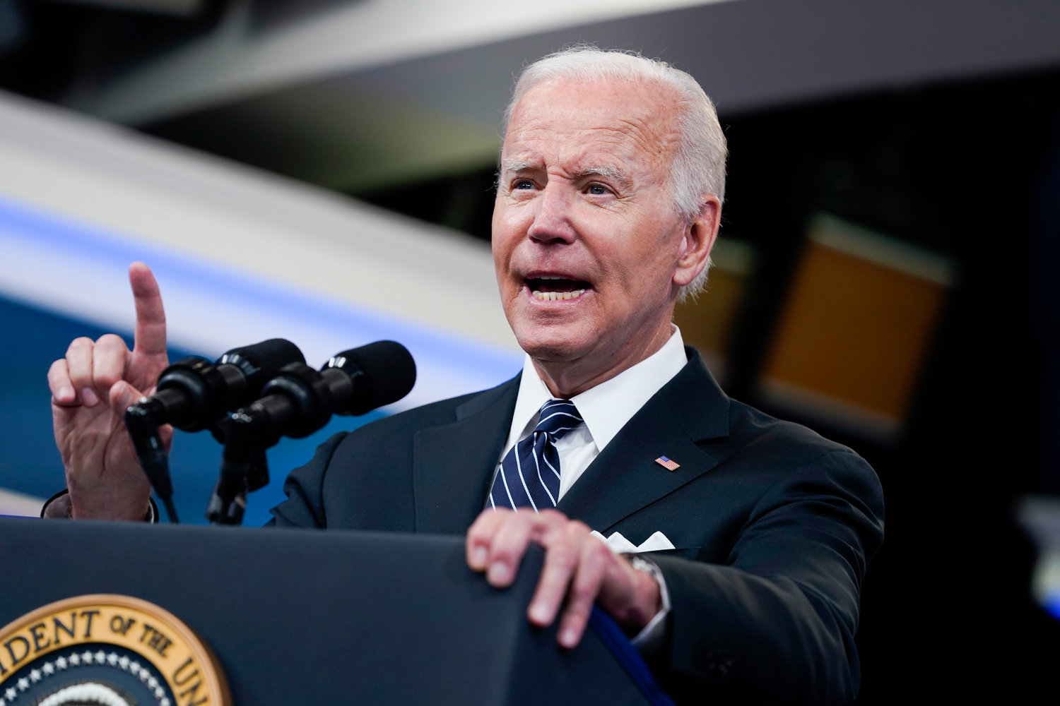 President Joe Biden speaks about gas prices in the South Court Auditorium on the White House campus, Wednesday, June 22, 2022, in Washington. (AP Photo/Evan Vucci)