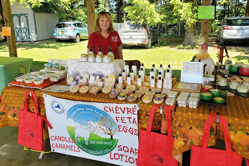 Elaine Rosiczkowski of Autumn Ridge Goat Farm is one of the vendors at this year’s Lyons Falls Farmers Market. (See photos of more vendors in next week’s Boonville Herald.)