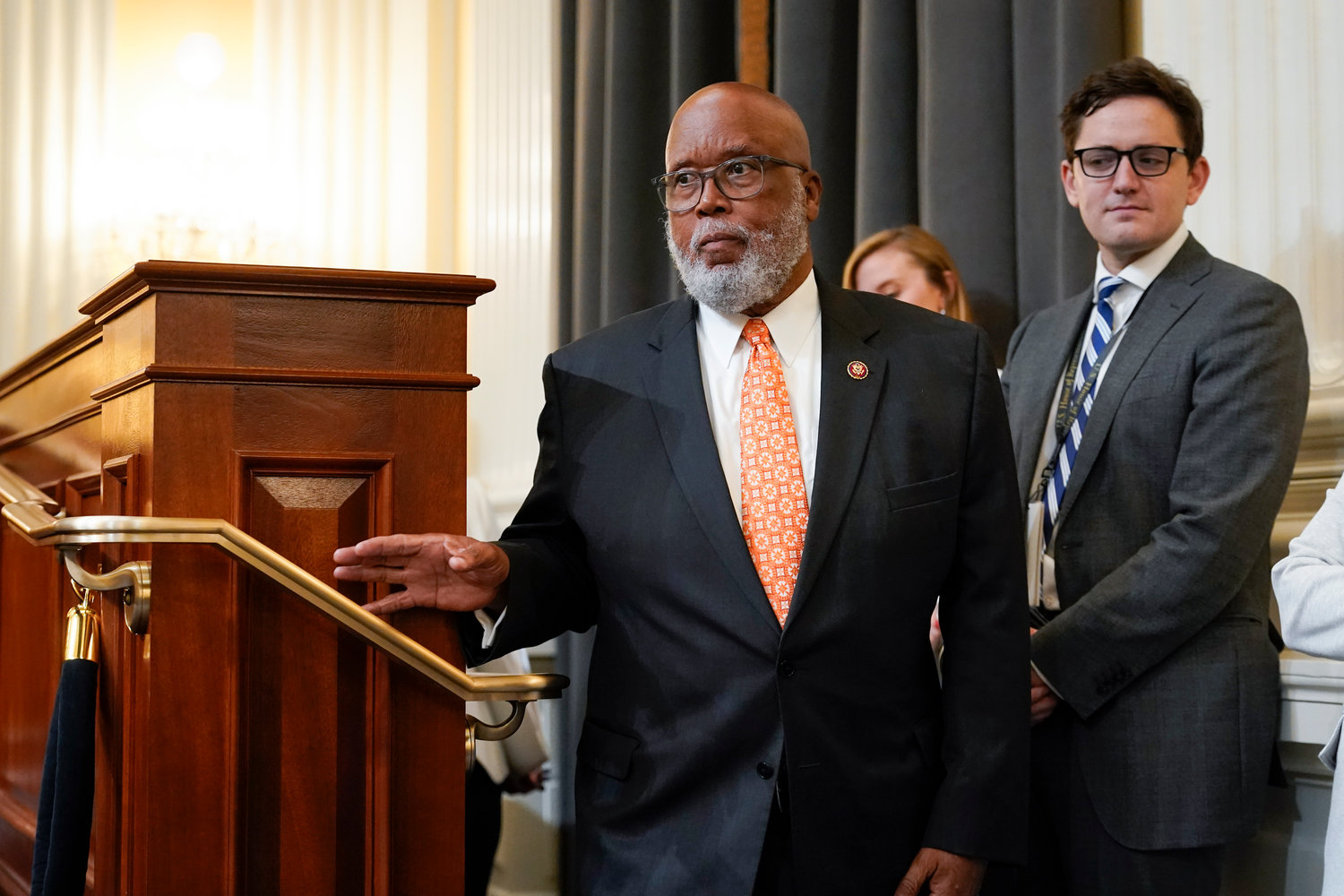Chairman Bennie Thompson, D-Miss., arrives as the House select committee investigating the Jan. 6 attack on the U.S. Capitol continues to reveal its findings of a year-long investigation, at the Capitol in Washington, Thursday, June 23, 2022. (AP Photo/J. Scott Applewhite)