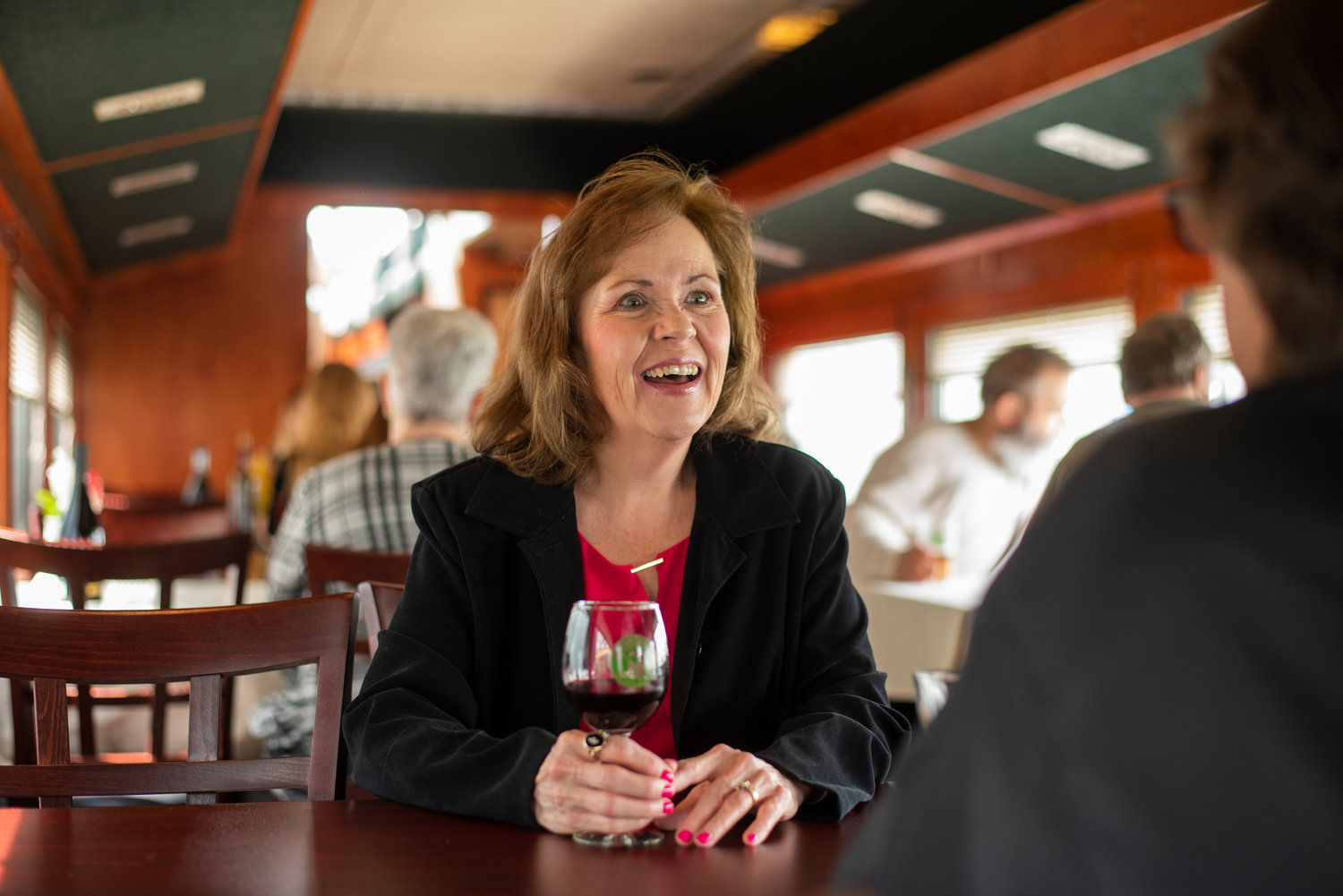 A passenger about the Adirondack Railroad’s Beer and Wine Train.
