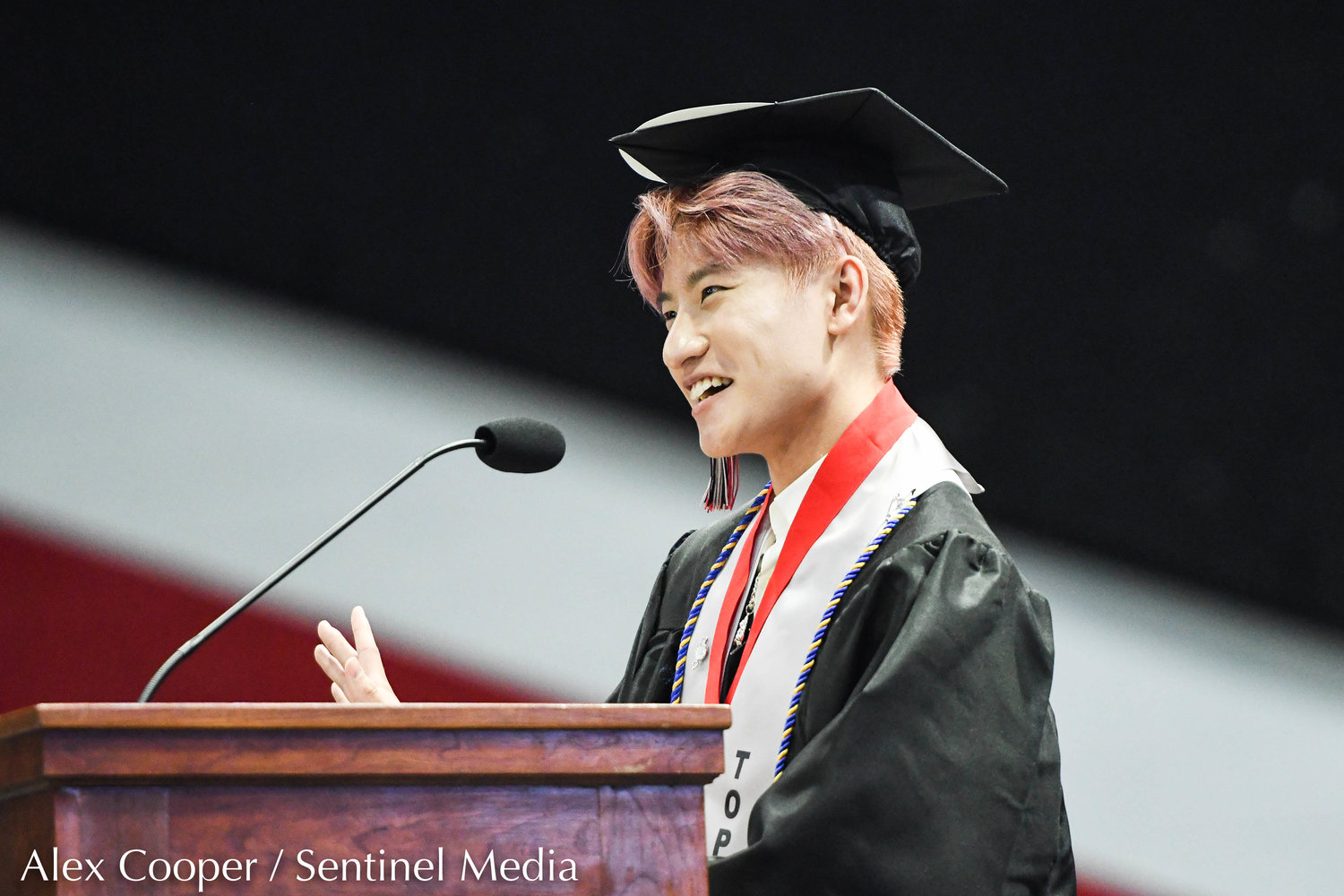 Valedictorian John Nguyen speaks during the annual commencement ceremony for Thomas R. Proctor High School on Friday at the Adirondack Bank Center at the Utica Memorial Auditorium.