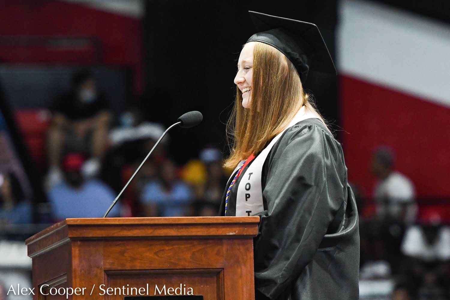 Salutatorian Grace Simmons speaks during the annual commencement ceremony for Thomas R. Proctor High School on Friday at the Adirondack Bank Center at the Utica Memorial Auditorium.