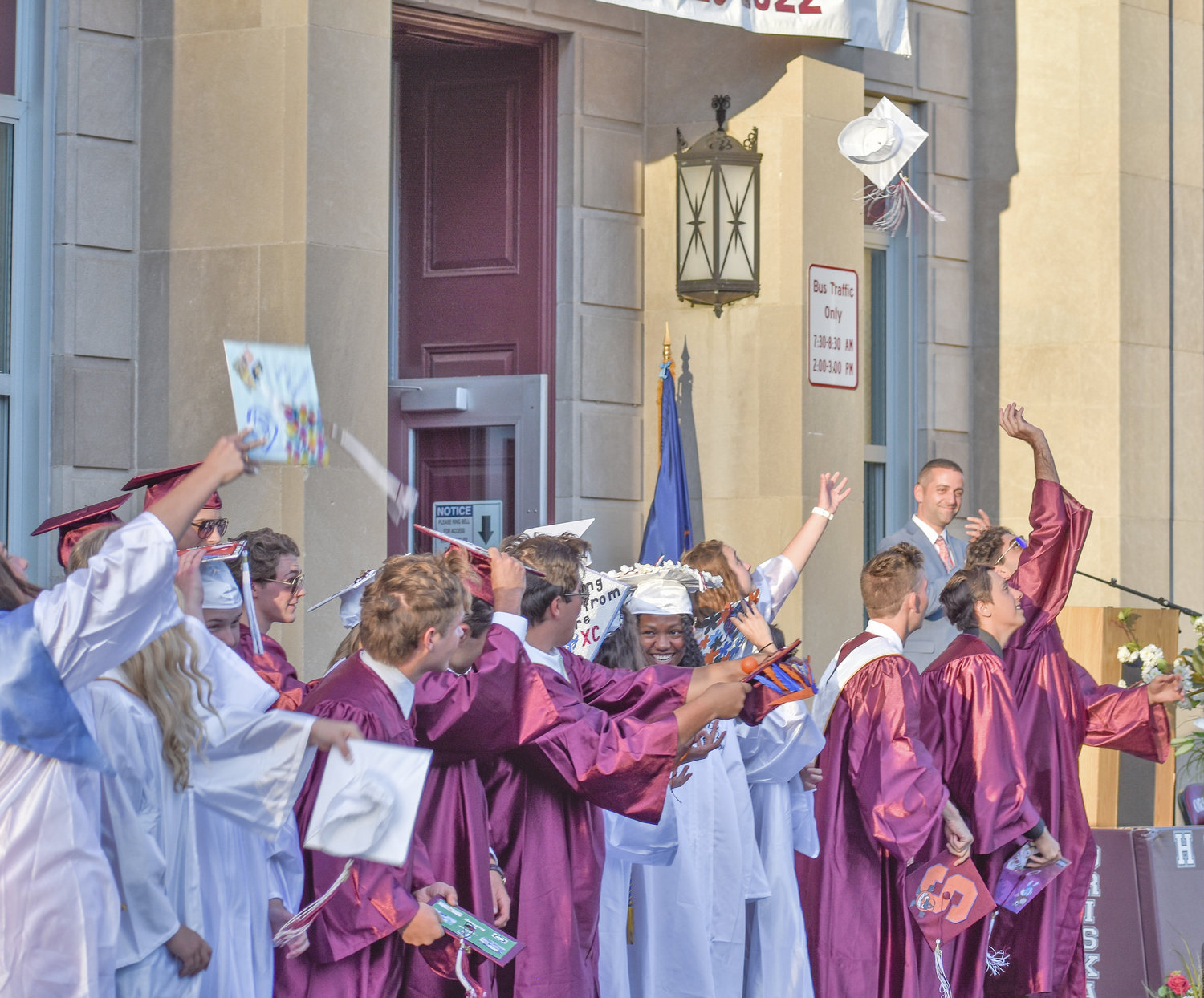 Seniors enthusiastically throw their caps in the air as they officially become Oriskany Central School District alumni.