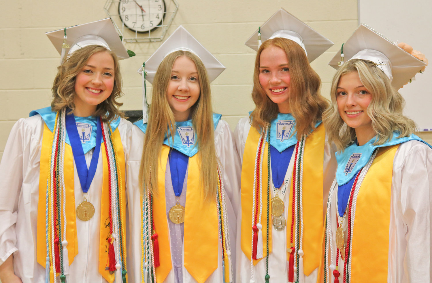 WILDCAT OFFICERS — Class of 2022 officers get ready to bid farewell to their days as students at Adironack High School. From left: Isabella Miller, president; Sarah Wiedmer, vice president; Kaitlin Gallo, secretary; and Rachel Bellinger, treasurer.