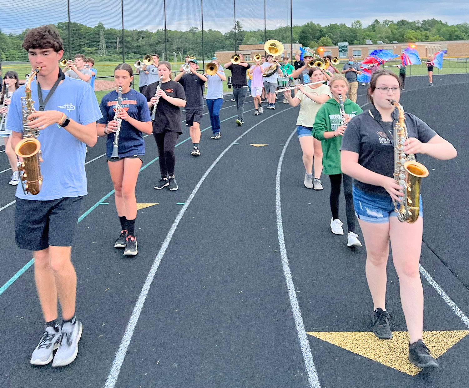 Westmoreland High School Marching Band rehearses for its upcoming debut in the National Independence Day Parade in Washington, D.C. on Monday.