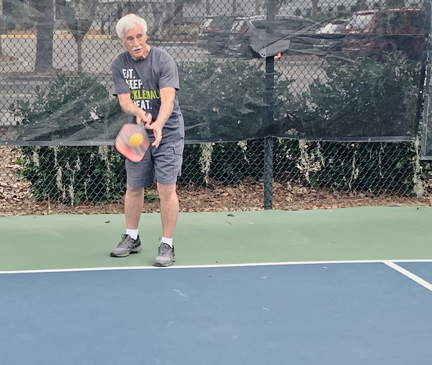 Grandmaster Clifford Crandall Jr. is ready to serve it up in the pickleball court.