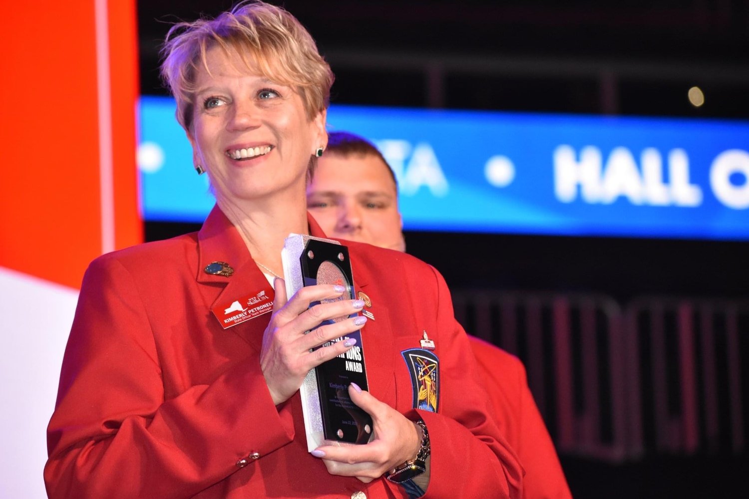 Kimberly Petronella, of  Oneida-Herkimer-Madison BOCES, receives the SkillsUSA Adviser of the Year Award during a ceremony on June 22 in Atlanta.