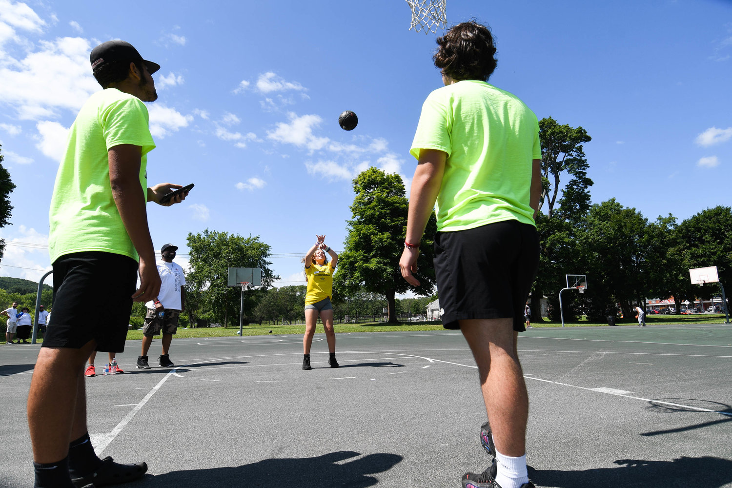 Children compete in basketball drills during the Boilermaker Youth Olympics on Thursday at T.R. Proctor Park in Utica.