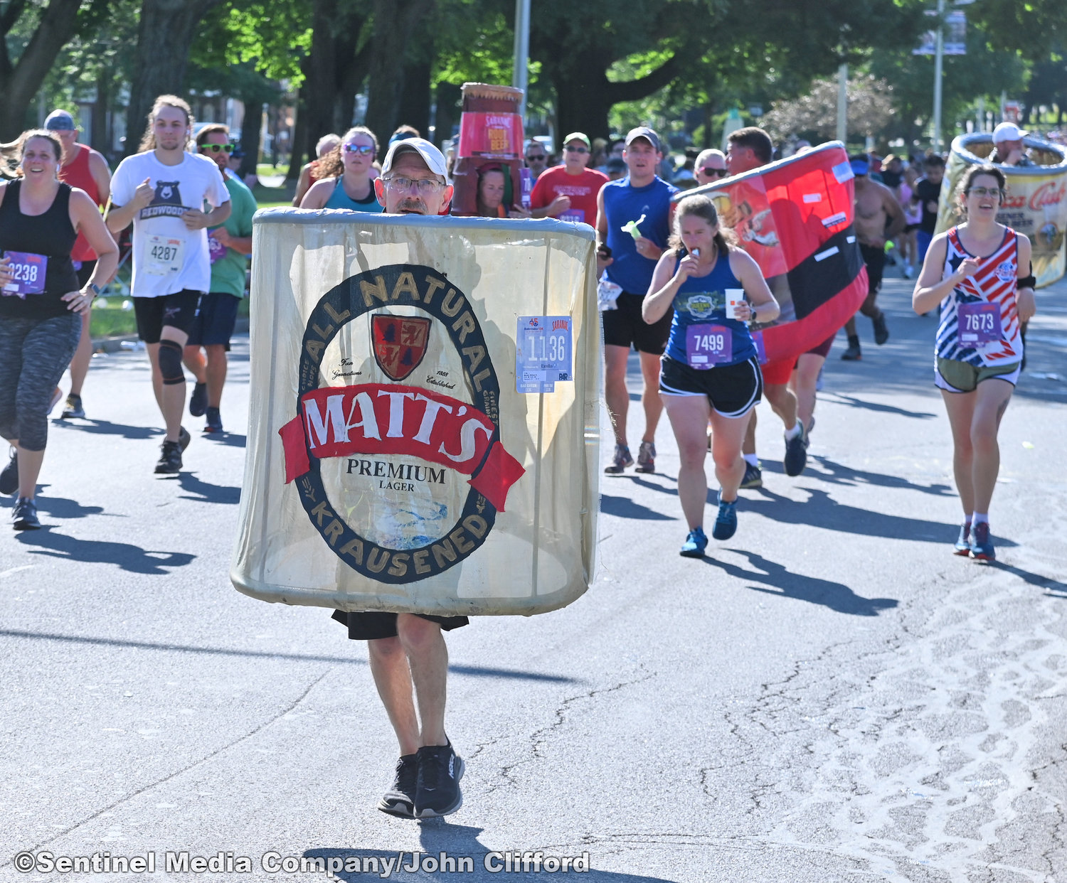15k runner, William Moody of Newport, NY, on Memorial Parkway during the 45th Boilermaker Road Race.