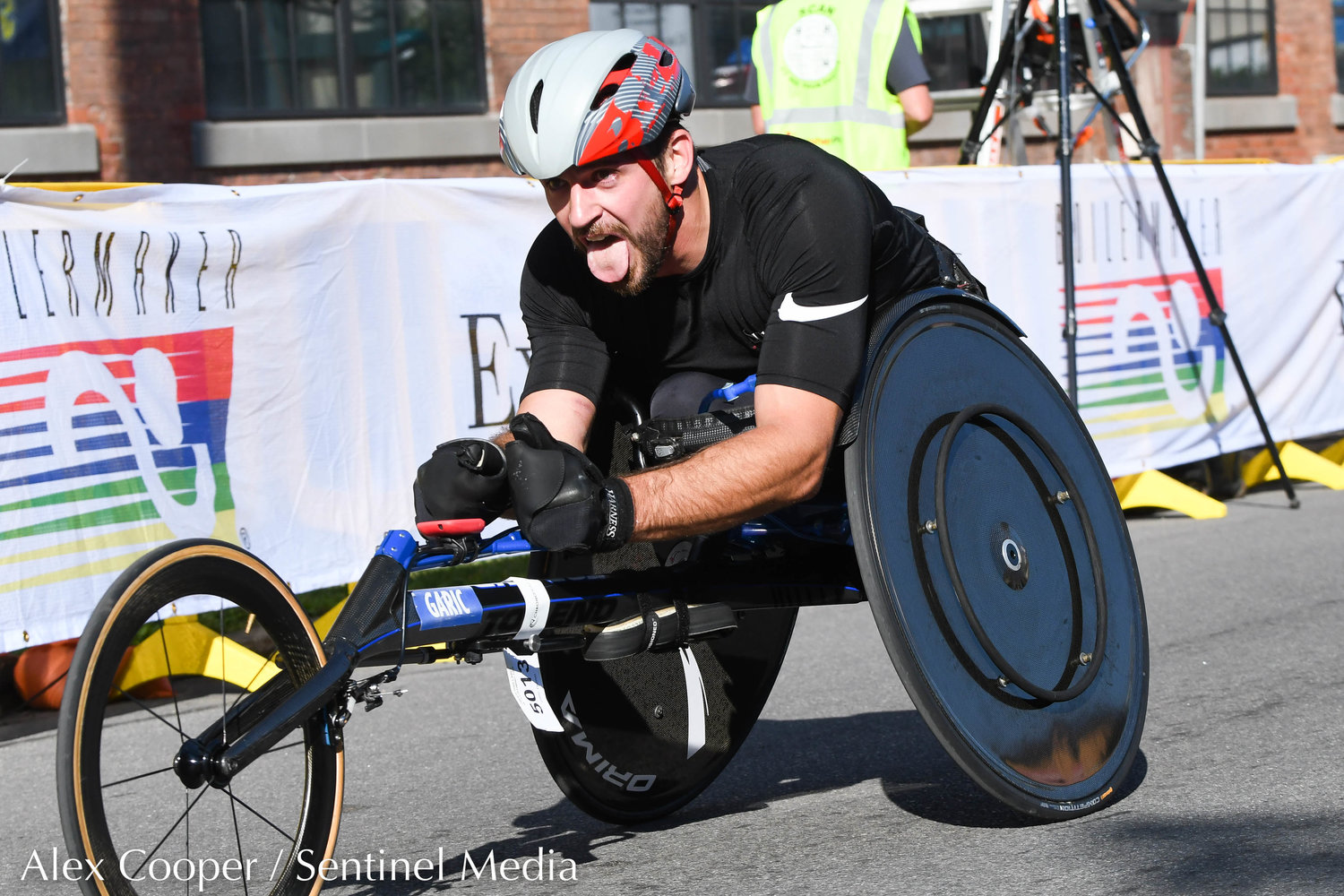 Hermin Garic places second in the men's wheelchair 15K during ther 45th Boilermaker Road Race on Sunday.