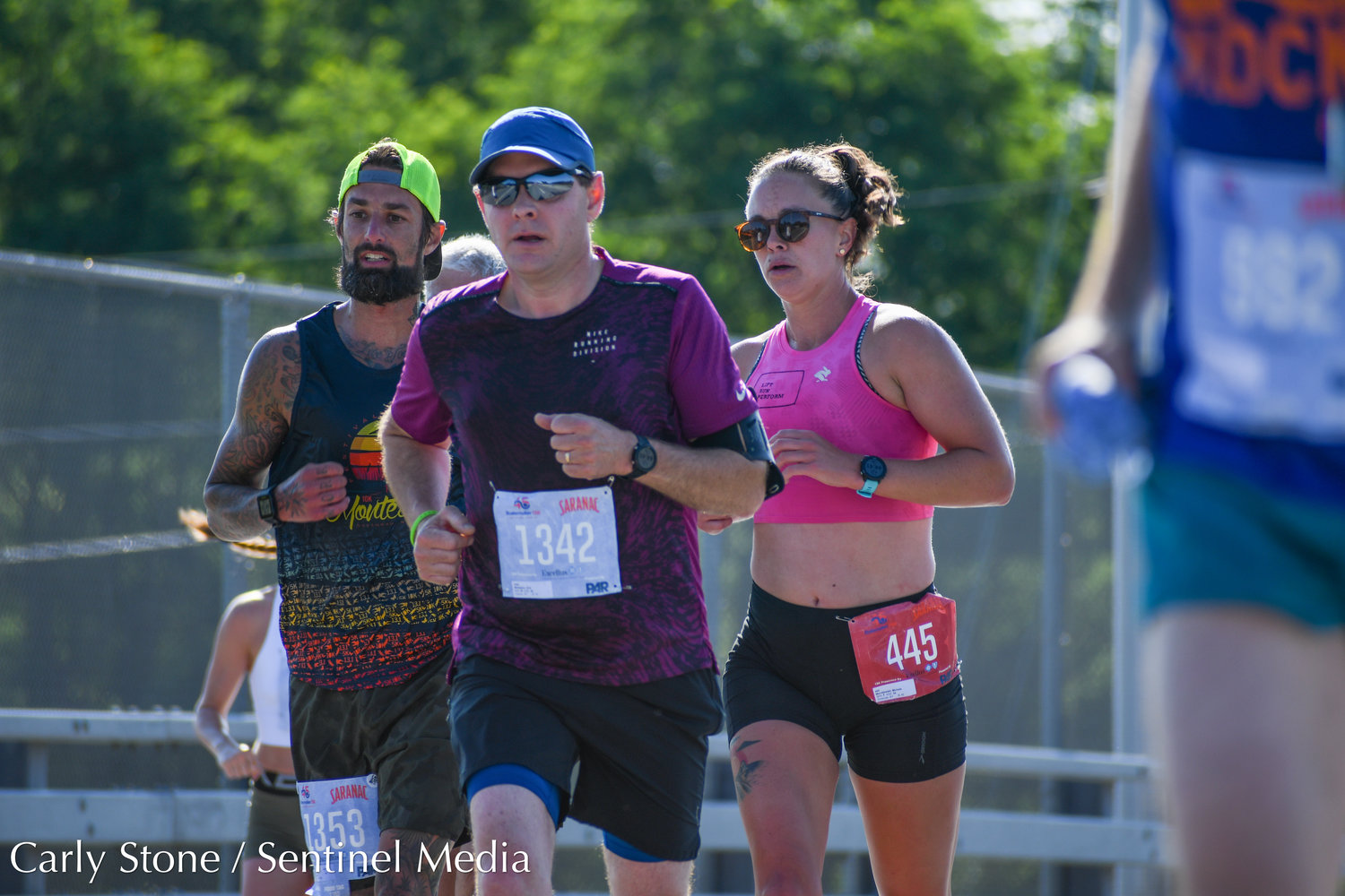 Competitors in the 45th Boilermaker Road Race made their way over Burrstone Road bridge as they approached the finish line over three miles away.