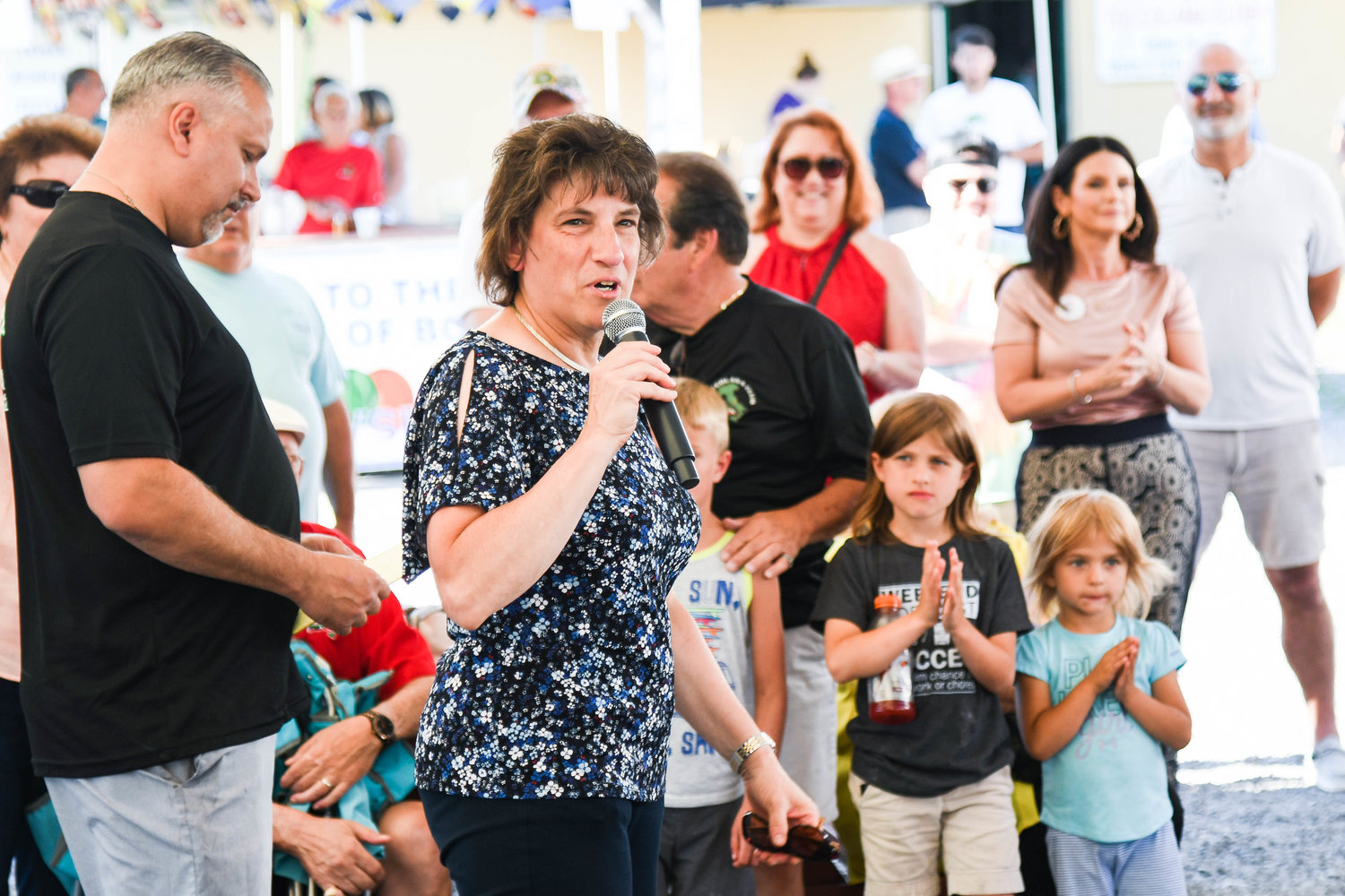AND THE BOCCE BEGINS — Rome Mayor Jacqueline M. Izzo speaks during the opening ceremony of the World Series of Bocce on Thursday at the Toccolana Club in Rome. The event runs through Sunday.