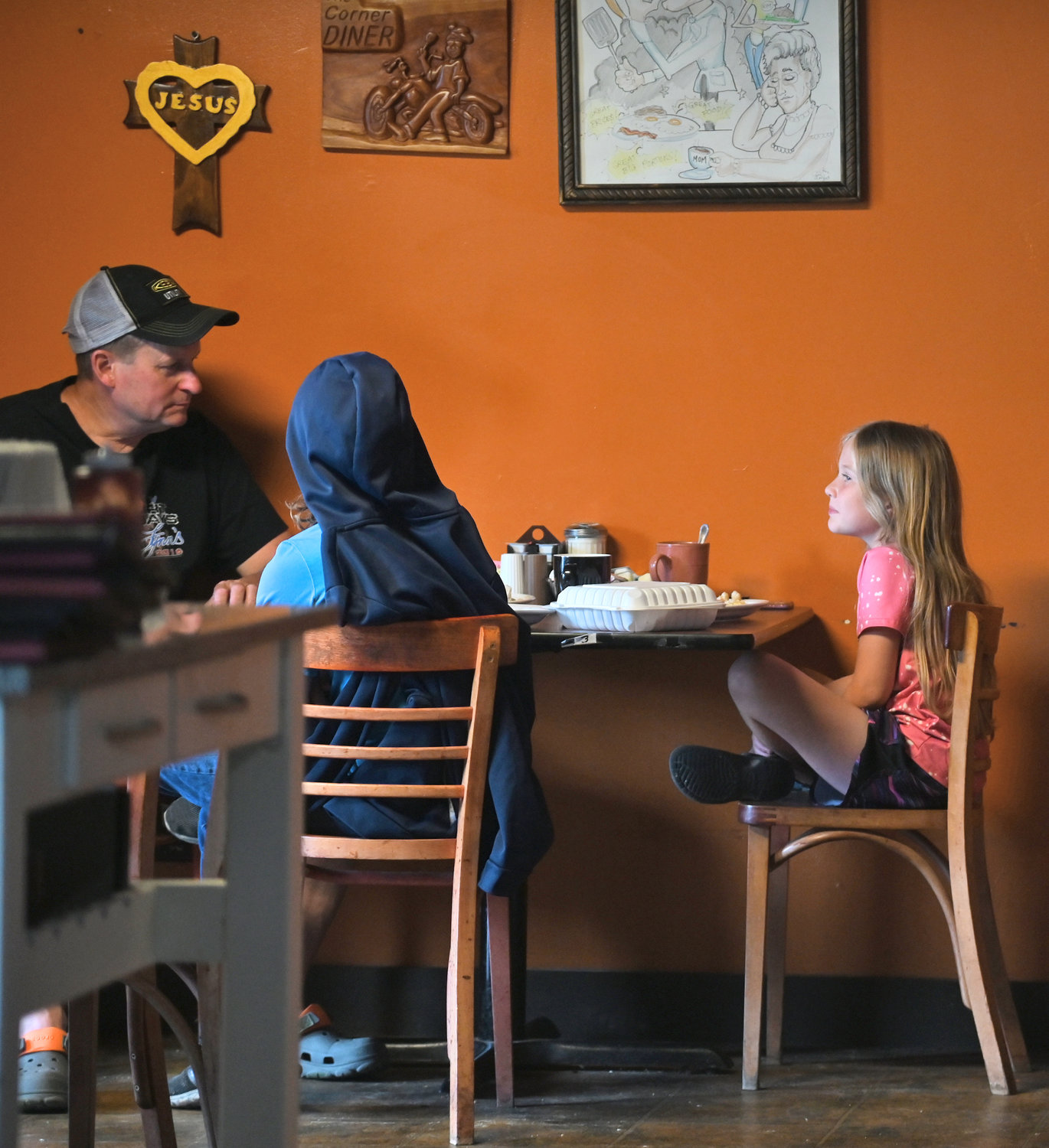 A family enjoys their time at The Corner Diner in Sherrill