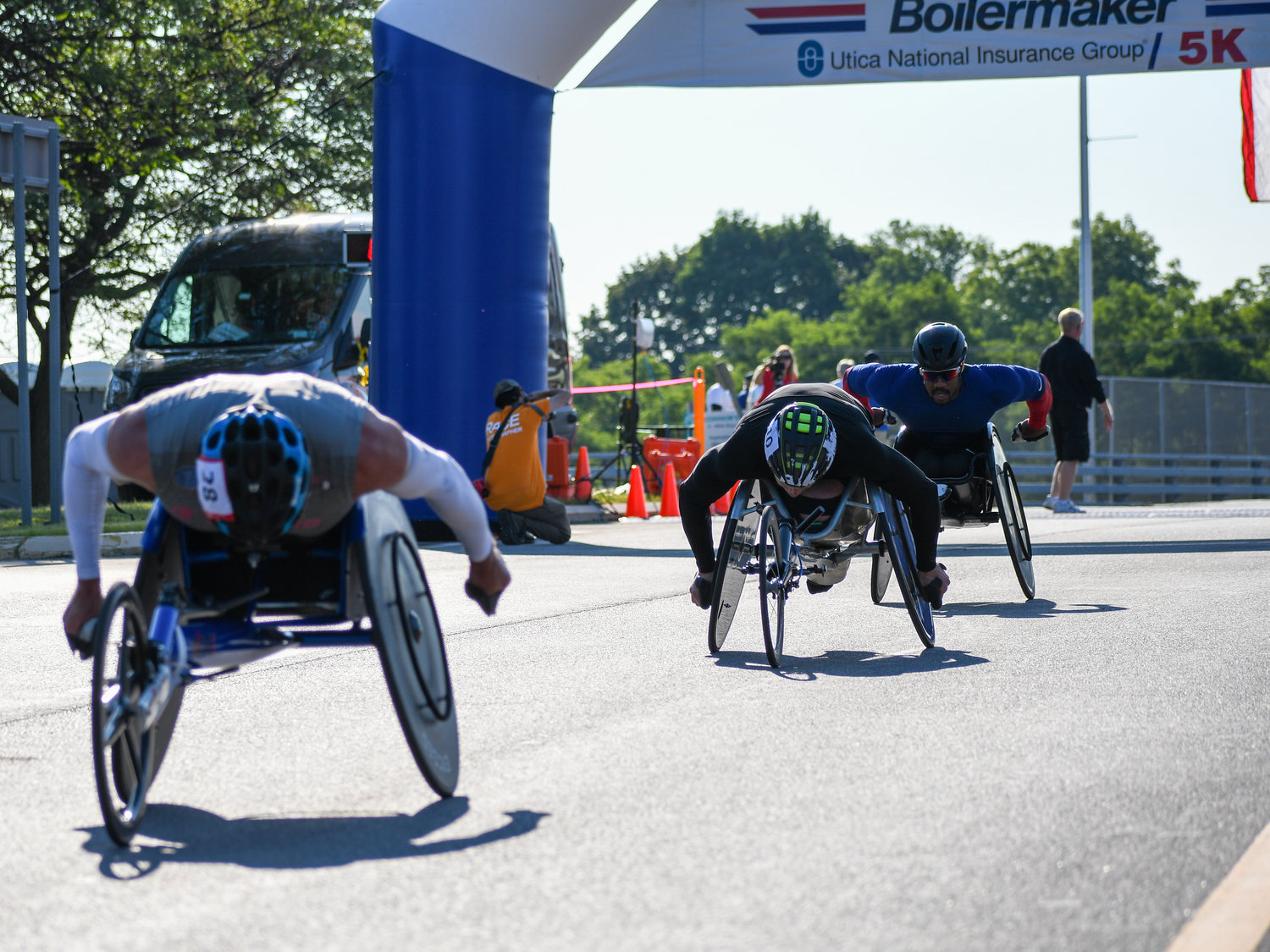 2022 Boilermaker wheelchair competitors flew right by over Burrstone Road bridge.