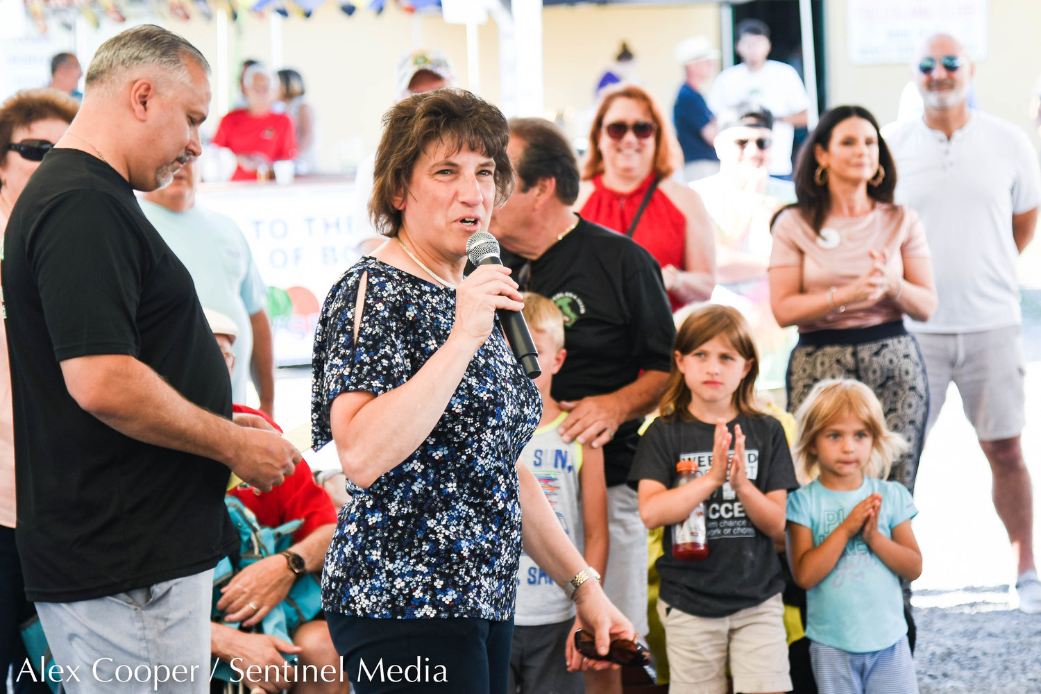 Rome Mayor Jacqueline Izzo speaks during the opening ceremony of the World Series of Bocce on Thursday at the Toccolana Club in Rome.