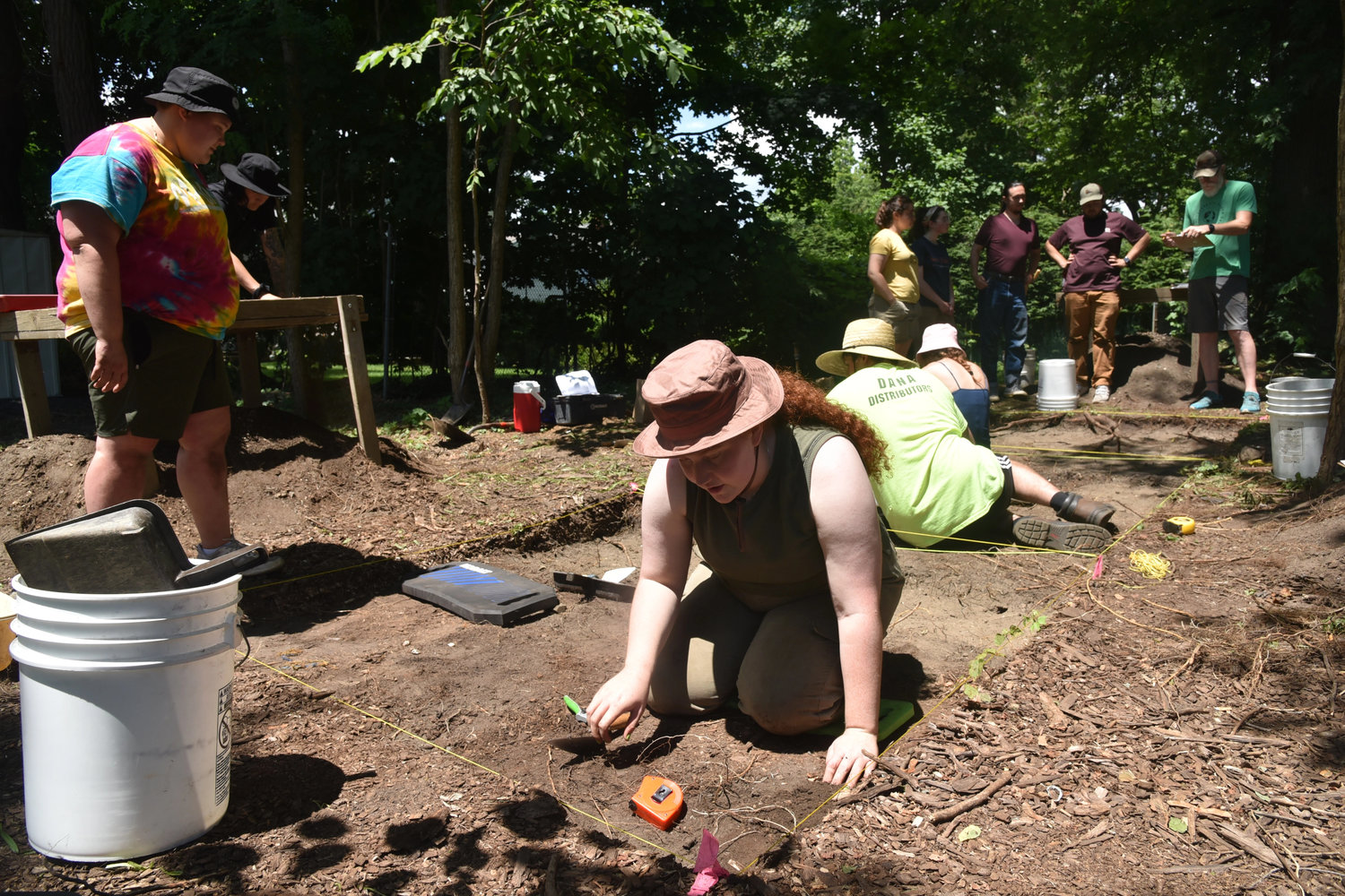 SUNY New Paltz students work on a dig at the Pine Street African Burial Ground in Kingston on Wednesday, July 13, 2022.