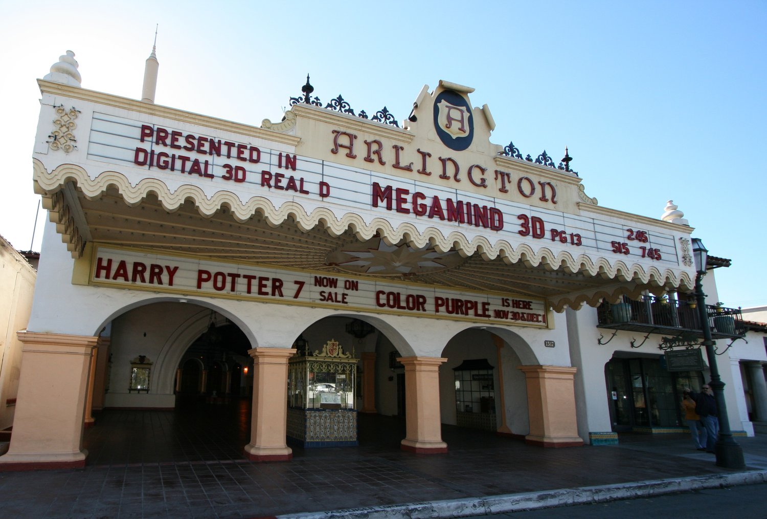 The Arlington Theater is one of many buildings designed and built in a Spanish style, after a 1925 earthquake destroyed 85 percent of the buildings in Santa Barbara, California.