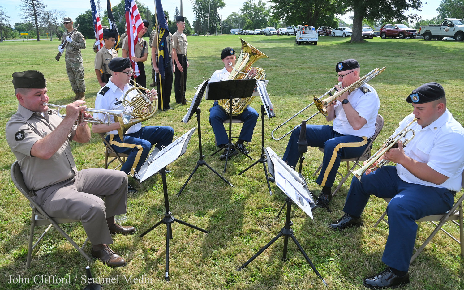 The 10th Mountain Division band performing before the dedication ceremony.